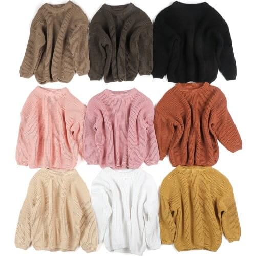Winter Popular Children Clothing Soft blank Color Pullover Loose Girls knitted sweater Baby knitwear