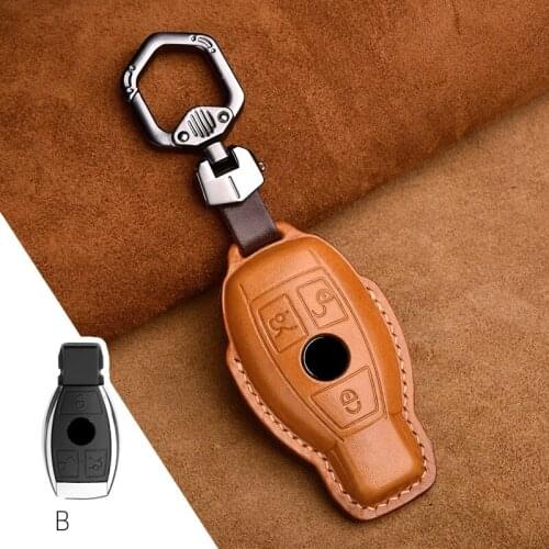 1Pcs Genuine Leather Car Key Cover key Case For Mercedes benz A B R G Class GLK GLA w204 W251 W463 W176 smart key