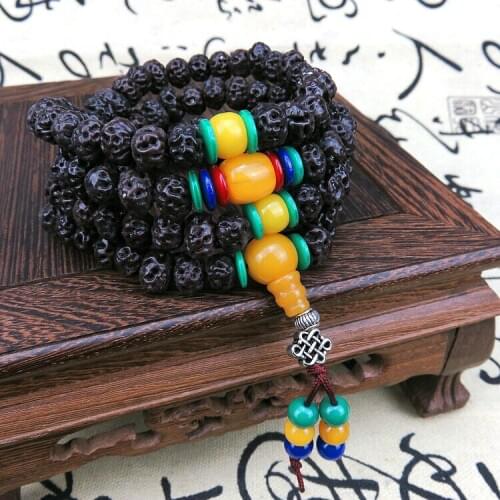 10mm Tibetan Buddhism 108 Tianyizi bodhi seeds Prayer Bead Beeswax Mala Necklace