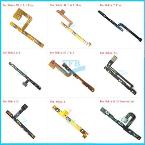 10pcs For Nokia 2 6 7 5.1 6.1 7.1 8.1 X5 X6 X7 XL Plus Power On Off Volume Button Flex Cable Replacement Parts