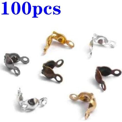100Pcs 4*7mm Necklace Chain Connector Clasp Accessories Ball Chain Crimps End Beads Findings For DIY Jewelry Making