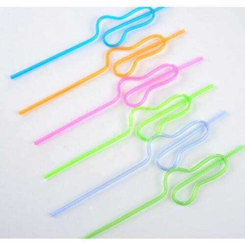 1000pcs Plastic Distorted gourd shaped Drink Straw Bar Party Decoration Art Drinking straws Candy Color Reusable