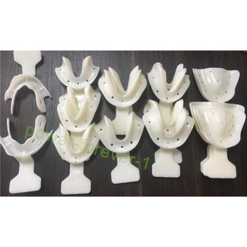 Dental Edentulous Jaw Impression Trays Full/Complete Denture Teeth Repair 18Pcs White