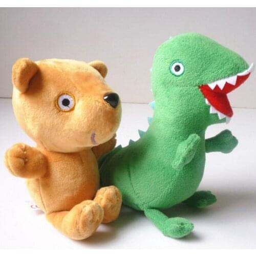 2pcs/set 17cm Lovely Bear Green Dinosaur Stuffed Plush Toy Animal Doll Cartoon Mini Cute Baby Gift Hot Sale Boy Kid Good Quality