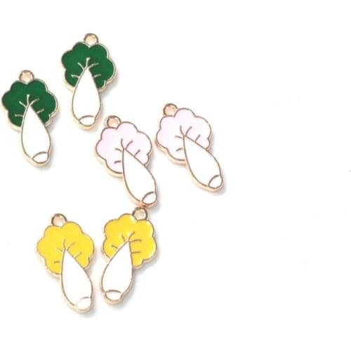 20pcs Chinese Cabbage Charm Green White Enamel Charm for Jewelry Making Fashion Earring Pendant Necklace Bracelet Charms XL664