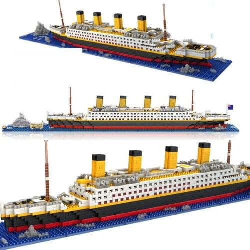 Titanic 1860pcs Ship 3d Diy Building Blocks Toy Titanic Boat Model Educational exhibition/Collection Birthday Gift For Children