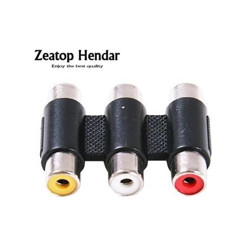 50 pcs 3 Way RCA Female Jack to 3 RCA Female Jack Connector AV Coupler Cable Adapter