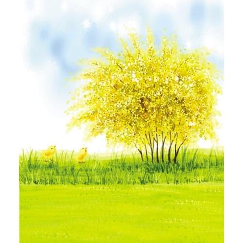 5x7ft Yellow Flowers Tree Lawn Photography Backdrops Photo Props Studio Background