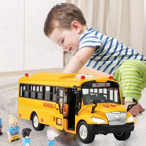 High quality big size children school bus toy model inertia car with sound light for kids toy