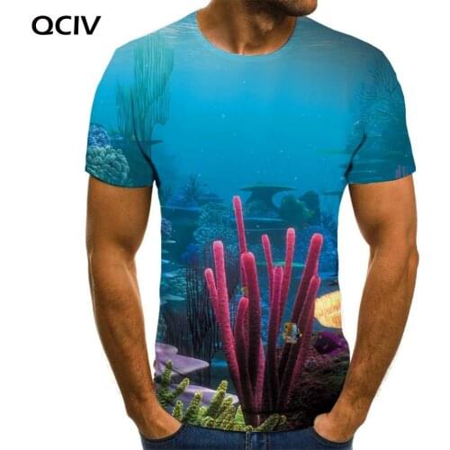 QCIV Ocean T shirt Men Animal Anime Clothes Fish T-shirts 3d Plant Tshirts Casual Mens Clothing Punk Rock Fashion Streetwear