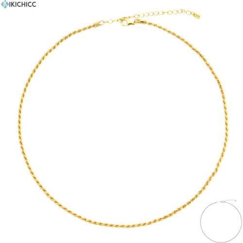 Kikichicc 100% 925 Sterling Silver Gold Twist Chain Choker Necklace Women Fashion Fine Jewelry 2020 Rock Punk For Women Luxury