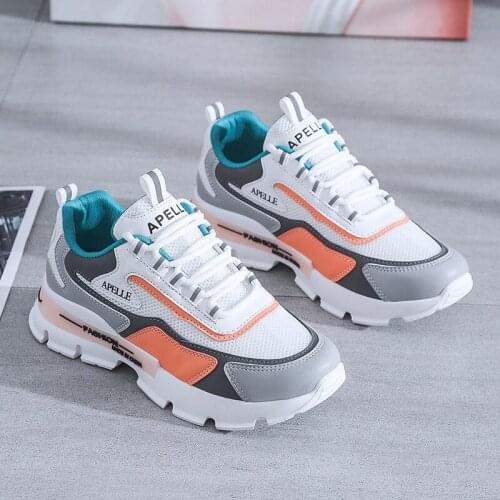 Autumn Platform Sneakers Women Shoes Breathable Slip on Walking Shoes Lace Up Chunky Sneakers Mixed Color Women Vulcanize Shoes