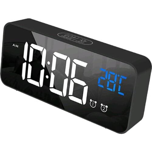 Multifunction Full LED HD Mute Bedside Mirror Electronic Mirror Alarm Clock