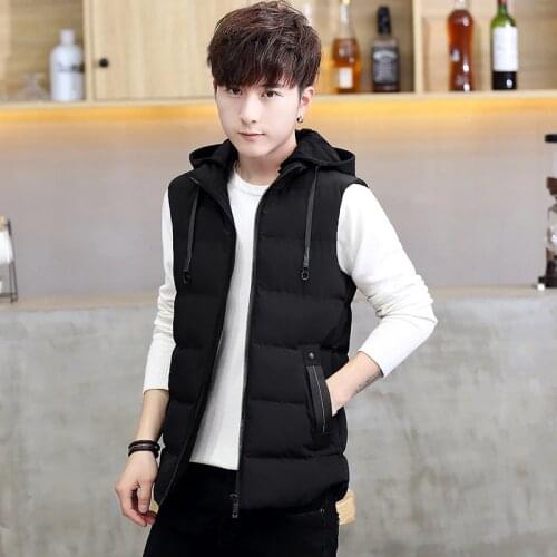 Mens Vest Winter Down Vest Casual Waistcoat Mens Sleeveless Jacket Plus Size 4XL Warm Mens Vest Overcoats Hat Detachable New