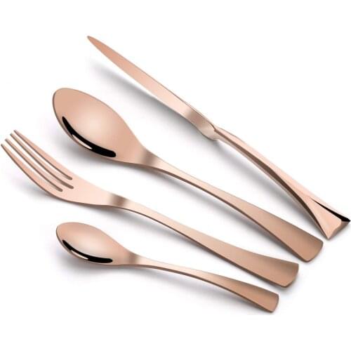 Rose Gold Dinnerware Set Stainless Steel Cutlery Mirror Polish Knife Fork Spoon For Kitchen and Home