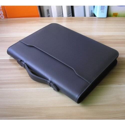 PU leather A4 padfolio manager folder briefcase document bag filing organizer with handle foldable cover refill paper 1198B