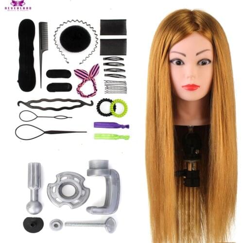 NEVERLAND Blonde Professional Mannequin Head with 50% Natural Human Hair Practice Curling Salon Barber Training Head with Stand