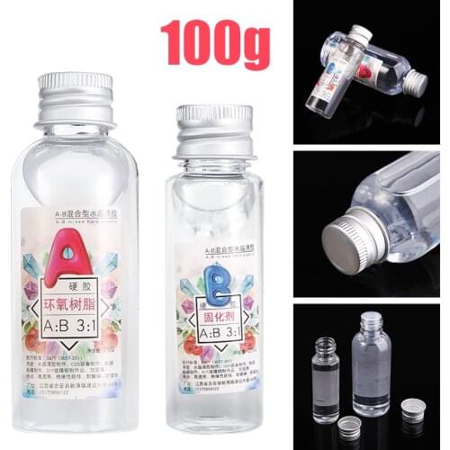 100g AB Crystal Glue Transparent Resin Epoxy Crystal Glue Clear High Adhesive Solvent Resistance for Jewelry Making Tool