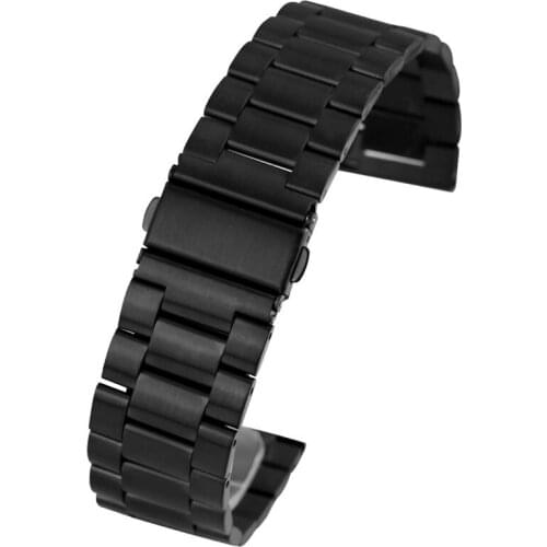 20MM 22MM Solid Stainless Steel Watch Band Premium Exquisite Safety Folding Buckle Watches Strap Fashion Black ремешок для часов