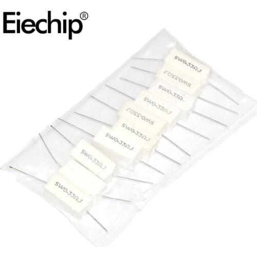 10pcs/lot 5W Cement Resistor 5% Wirewound Resistors 1K 10K 1R 2R 2.2R 5.6R 10R 24R 100R 120R 240R 2.2K 4.7K ohm 5W Resistance
