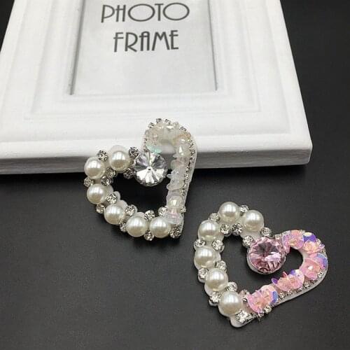 Handmade Rhinestone Beaded Feather Swan Patches Heart Love Sew on Beaded Pearl Patch for Clothing Beading Applique Cute Patch