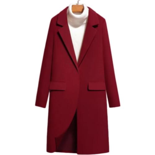 Woolen coat female long section 2018 new autumn and winter Korean version of the small lady black woolen coat Slim Overcoat