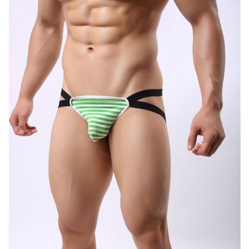 Men G String Sexy Underwear Gay Striped Backless Ass Hollow Out Jockstrap Modal Thong