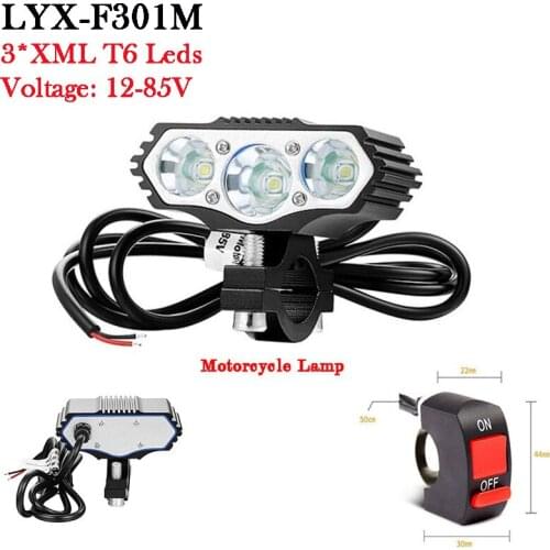 Switch Motorcycle Light 12V-85V Motor Bicycle Bike Lamp 30W Motorbike Headlight Led 3T6 Electric Vehicle Lighting Accessories