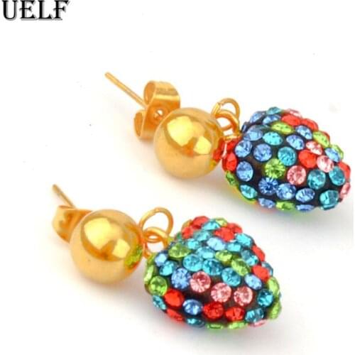 Uelf Fashion Luxury Earrings for Women Synthetic Colorful Cubic Zirconia Eardrops Jewelry Valentines Day Gift