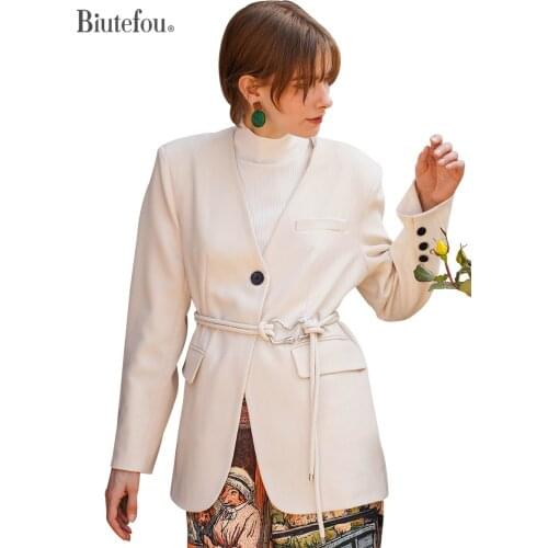2021 Autumn Women Long Simple Design Solid Color Blazers