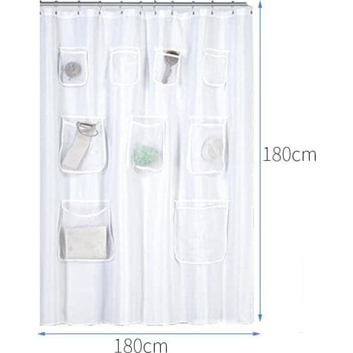 Bathroom Curtain PVC Curtains Quick Dry Mesh Pockets Curtain Waterproof Shower Curtain Window Decoration Home