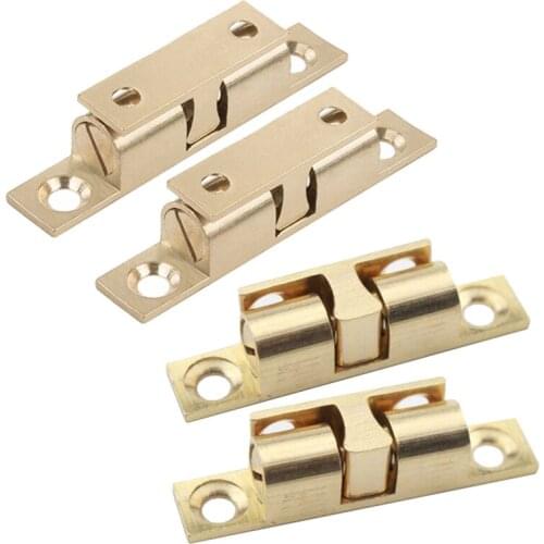 4Pcs 60mm Brass Double Ball Catch Cabinet Door Latch All Copper Touch Beads Lock Door Spring Clip Cabinet Door Catches