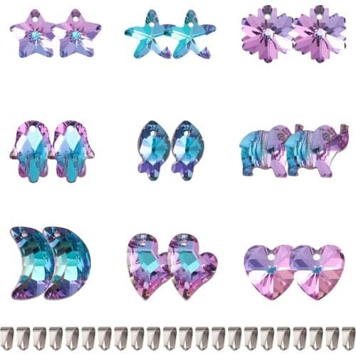 1Set Imitation Austrian Crystal K9 Glass Rhinestone Stainless Steel Snap on Bails for Necklace Pendant Earring Handmade Jewelry