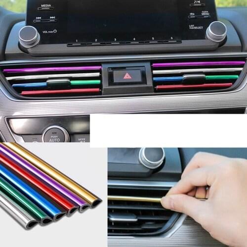 10Pcs Colorful Car Air Conditioner Outlet Vent Grille Decoration Strip Auto Interior Air Vent DIY Chrome Trim Strips Car Styling