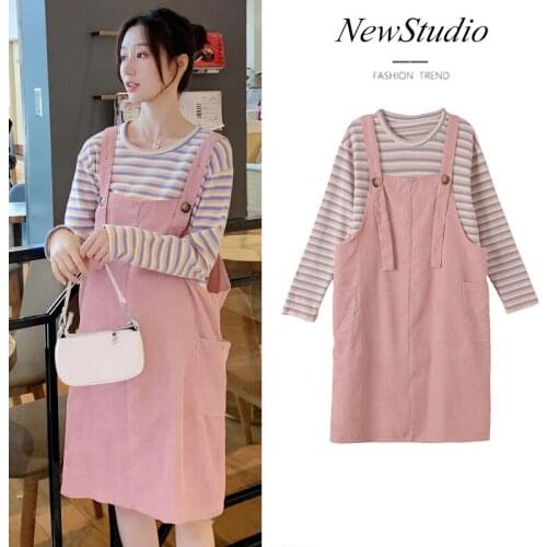 1961# Maternity Clothes Stylish Striped Sweety 2Pcs Maternity Dress Set Clothes for Pregnant Women Pregnant Women Suit