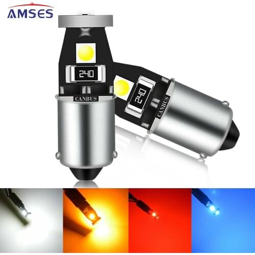 2Pcs Ba9s T4W LED Canbus Bulb 3030 SMD Car Interior Lights Side Marker License Plate Dome Reading Lamp Red White Blue Yellow 12V