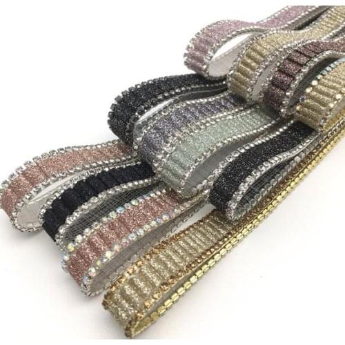 2Yards Pearl Beaded Webbing Iron On Lace Trim For Clothing Hats Decorative accessories Iron on the clothes or Sew on Patches