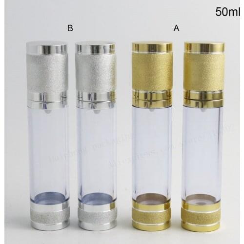 200 x 50ML Empty Portable Refillable Airless Cream Lotion Pump Bottle 5/3oz Vacuum Cosmetic Packaging 50cc Airless Containers