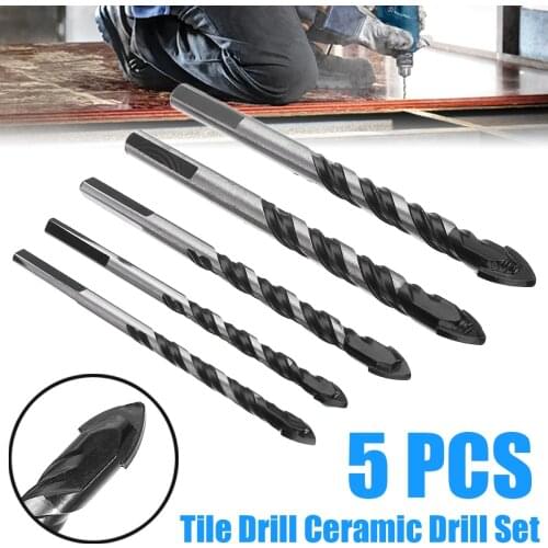 5Pcs Multi Purpose Triangular Tip Tile Drill Bits 3-Level Shank Glass Tile Ceramic Drill Hole Opener Drill Bit