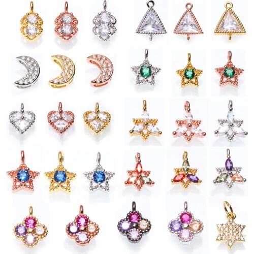 Diy Accessories Panda Charm Rose Gold Star Moon Flower Connector Beads Fit Original Charm Bracelet Necklace Jewelry DIY Making