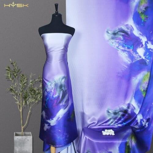 HYSK 100% pure silk satin fabric 85gramm/m abstract custom digital print chinese natural mulbery silk meter price supplier E2371