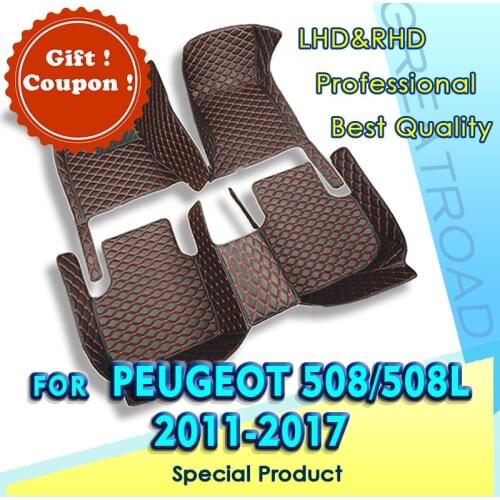 Car Floor Mats For Dongfeng Peugeot 508/508L 2011 -2017 2012 Custom Auto Foot Pads Automobile Carpet Cover Interior Accessories