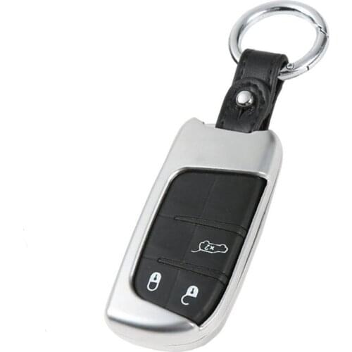 Chuang Qian Remote Control Key Fob Cover Silver Hard Zinc Alloy Keychain Case Shell Cover for Jeep Renegade all years (Silver)