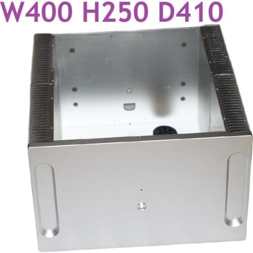 D410 W400 H250 Luxury Class A Chassis DIY Rear Power Amplifier Aluminum Box Full Silver Amplifier Housing Sandblasting Enclosure