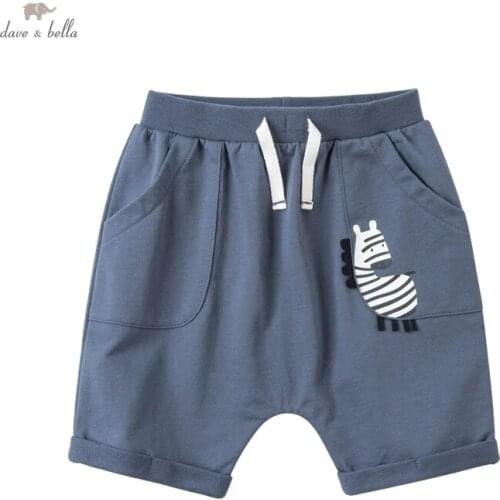 DBX17595 dave bella summer baby boys fashion cartoon pockets pants children kneel length kids pants infant toddler trousers