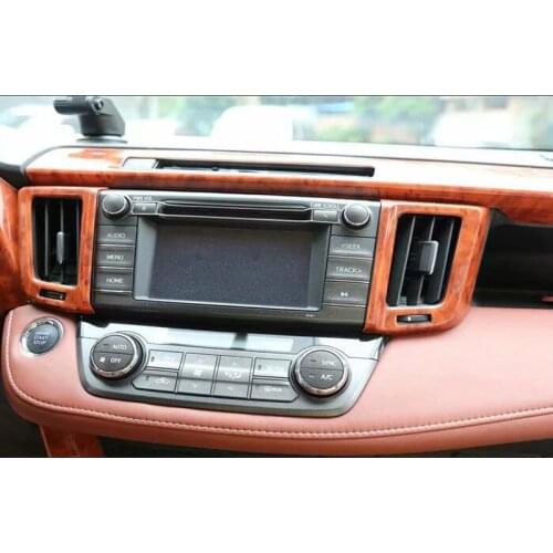 For TOYOTA RAV4 2013-2015 2PCS Wood ABS Chrome Car Front Air Conditioner Vent Outlet Cover Trim Moldings Car Styling