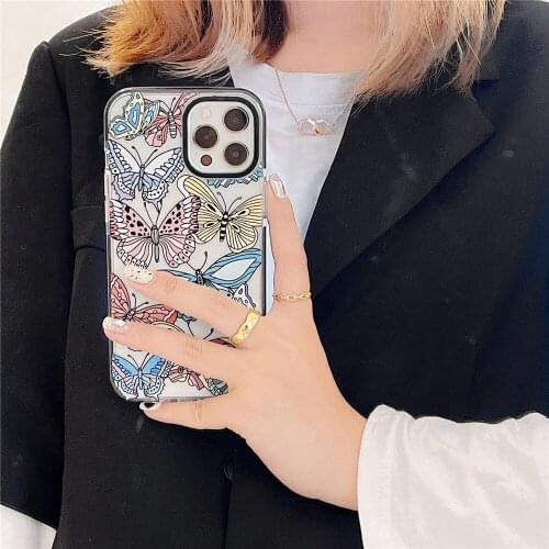 2021 Two-color TPU Phone Case For iPhone 12 Mini/11/12Pro Max XR XS Max,New Colorful Butterful Cover For iPhone SE 7 8Plus Stock