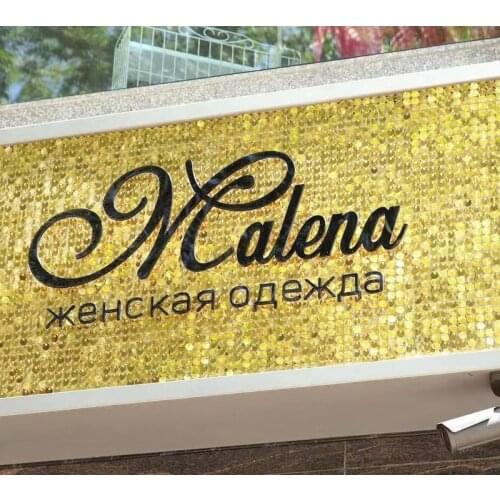 Backdrop Custom Adverting Sign Shop Window Background Glam Shimmer Wall Wind Activity Board Promotion Brand Logo Sequin Panel
