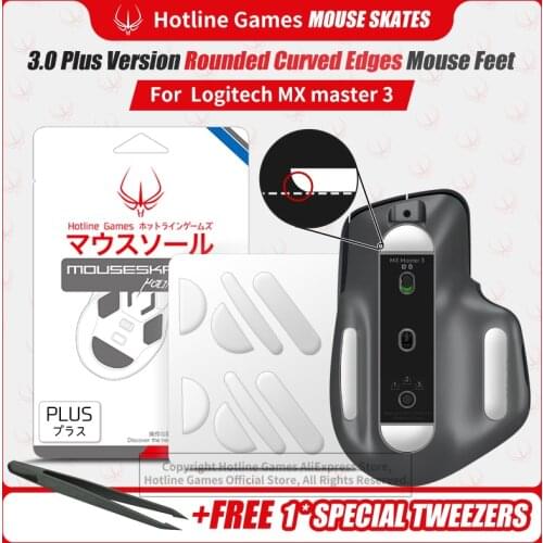 Hotline Games 3.0Plus Rounded Curved Edges Mouse Skates for Logitech MX master 3 Gaming Mouse feet pad Replacement,0.8mm