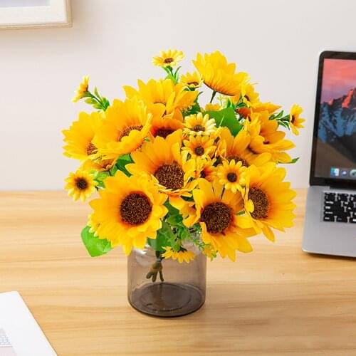 Artificial Sunflower 13 Heads Beautiful Bouquet Wedding Party Festival Home Decoration Fake Flowers Simulation Sun Flowers